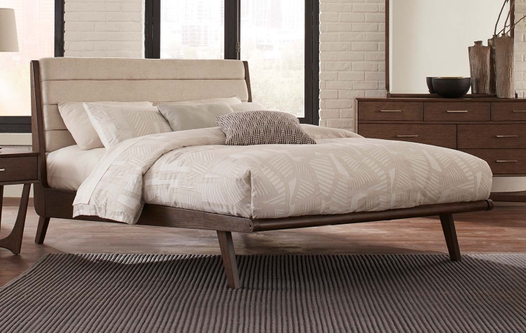Ruote Upholstered Platform Bed - Brown-Gray