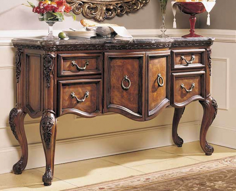 Grand Revival Dark Sideboard Marble Veneer Top