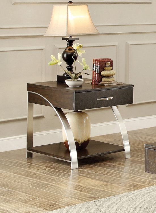 Tioga End Table with Functional Drawer - Espresson