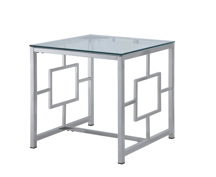 Yesenia End Table with Glass Top - Chrome