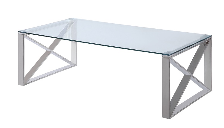 Rush Cocktail Table with Glass Top - Polished Chrome