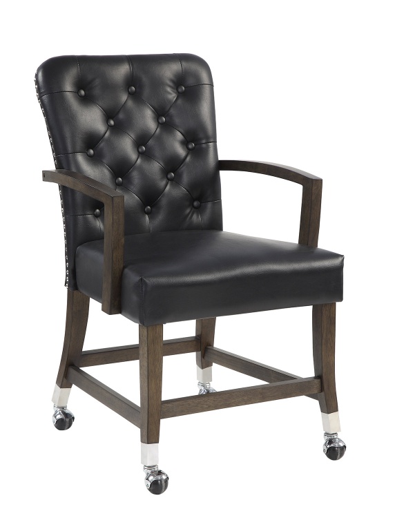 Ante Tufted Arm Chair with Casters - Dark Brown