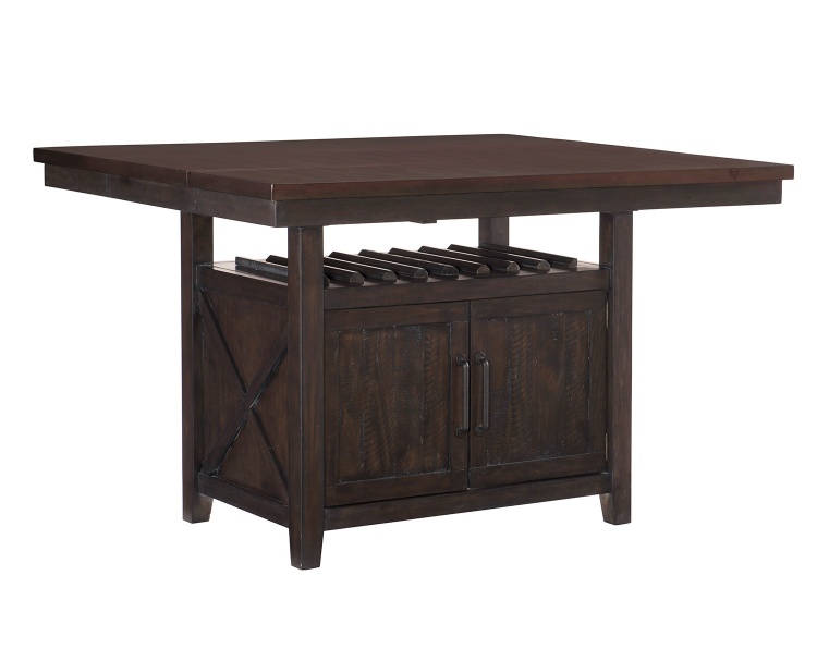Oxton Counter Height Table with Storage Base - Rustic Brown