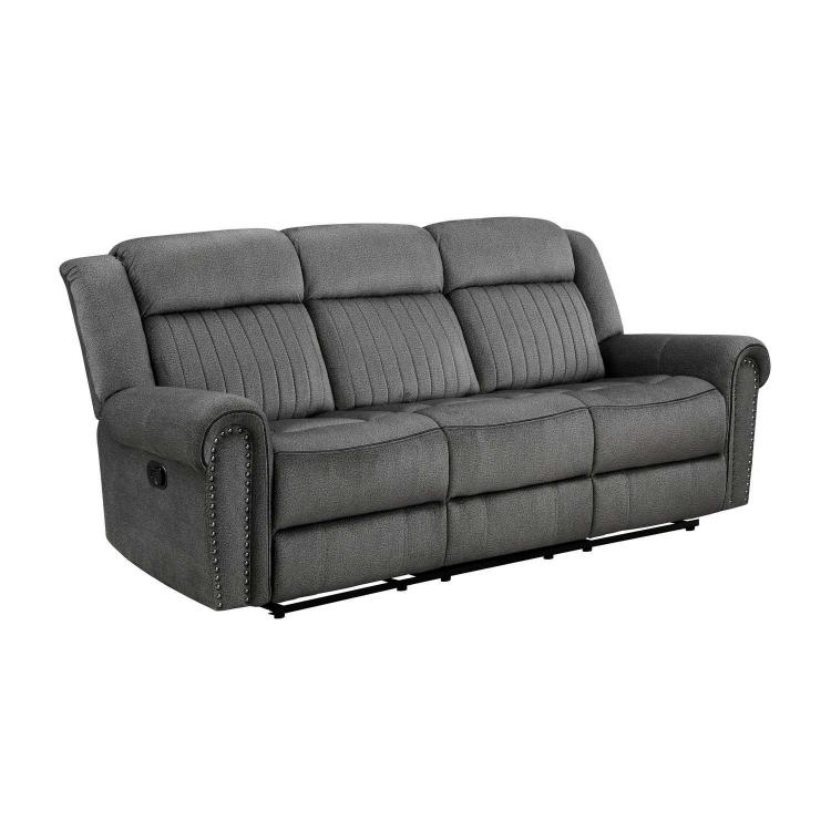 Brennen Double Reclining Sofa - Charcoal