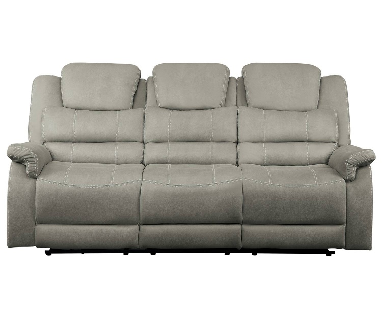 Shola Double Reclining Sofa with Drop-Down Cup holders and Receptacles - Gray
