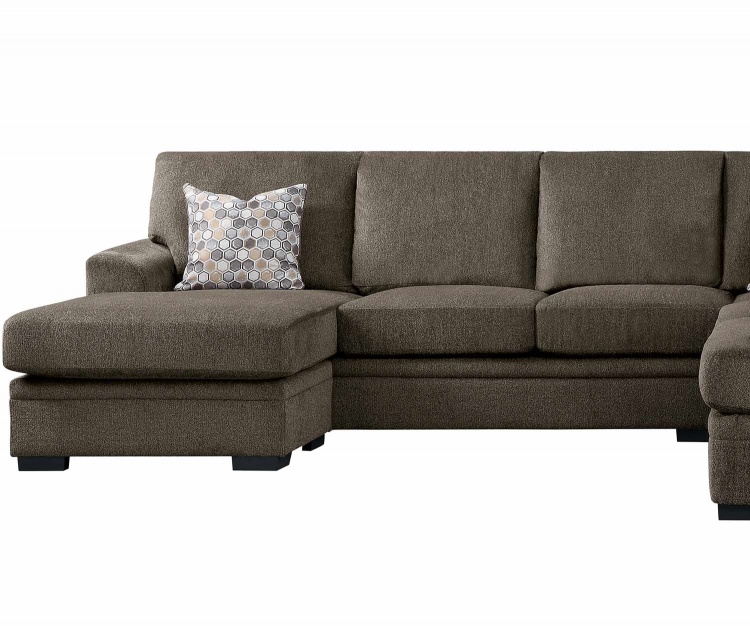 Maddy Left Side 3-Seater with Reversible Sofa Chaise - Brown