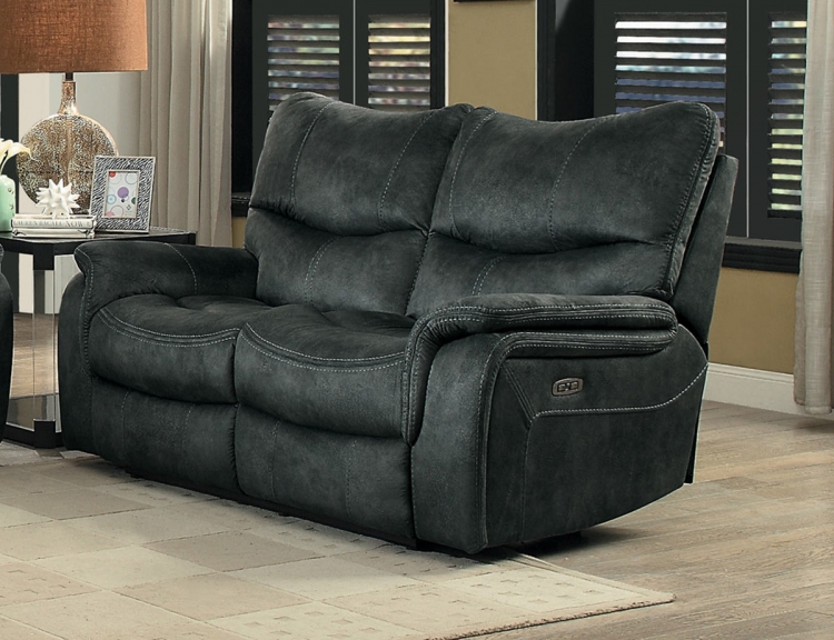 Goby Power Double Reclining Love Seat With Power Headrests - Dark Gray