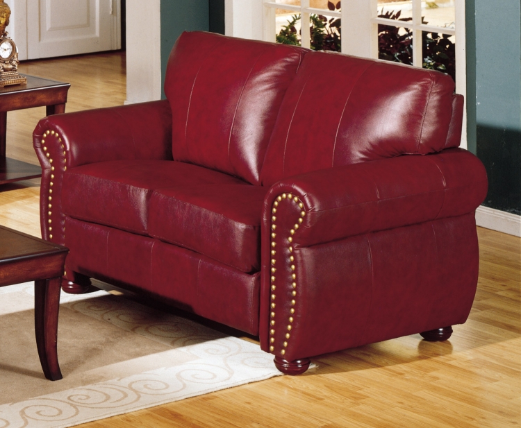 Giovanni Love Seat Burgundy All Leather