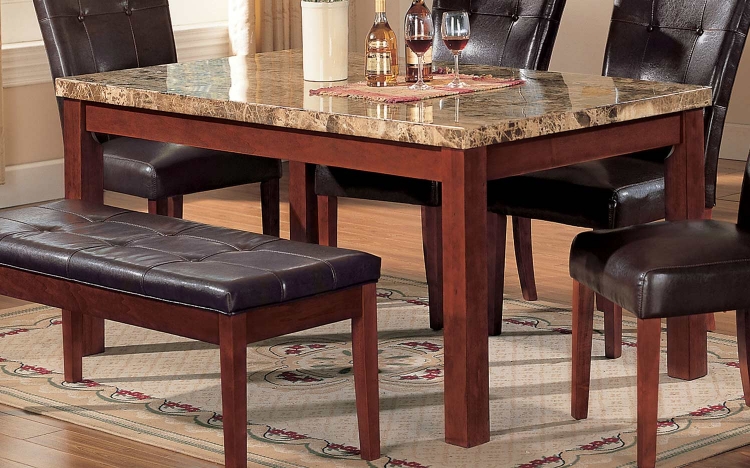 Bologna Dining Table - Brown Marble/Brown Cherry