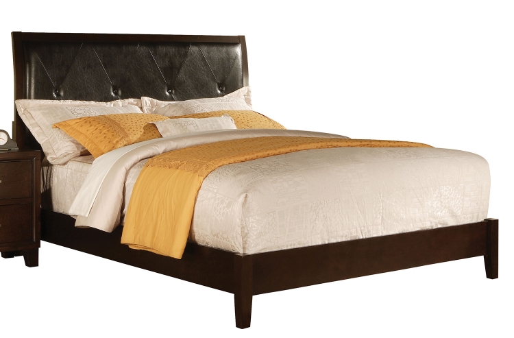 Tyler Bed (Padded HB) - Black Vinyl/Cappuccino