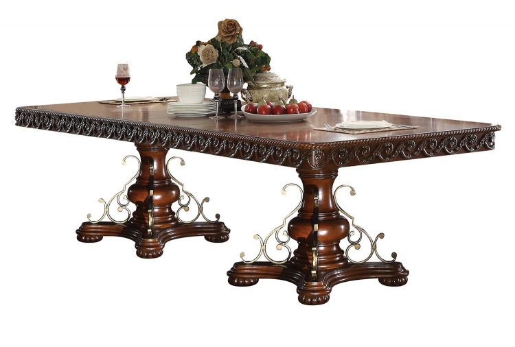 Wycliff Dining Table with Double Pedestal - Cherry