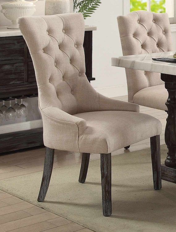Gerardo Arm Chair - Beige Linen/Weathered Espresso
