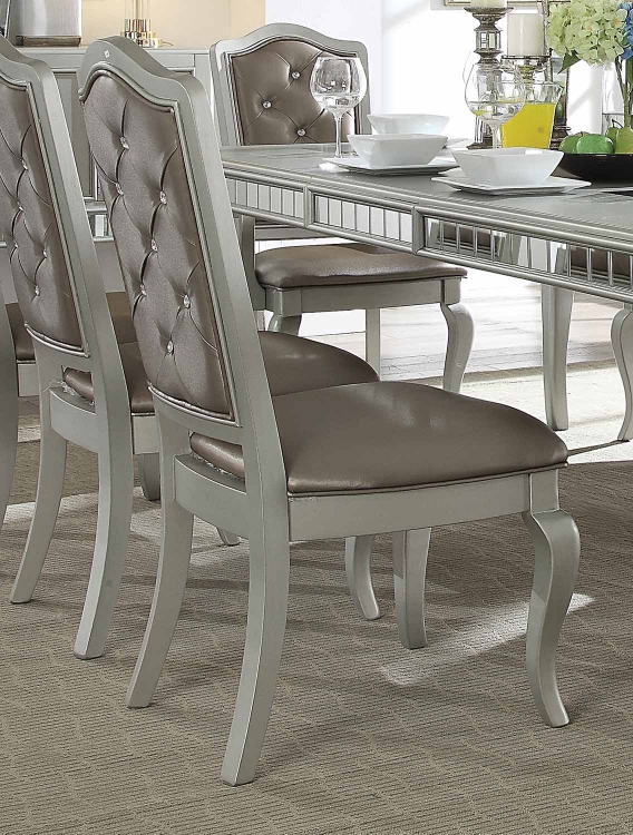 Francesca Side Chair - Silver Vinyl/Champagne