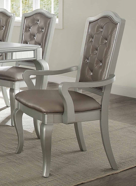 Francesca Arm Chair - Silver Vinyl/Champagne