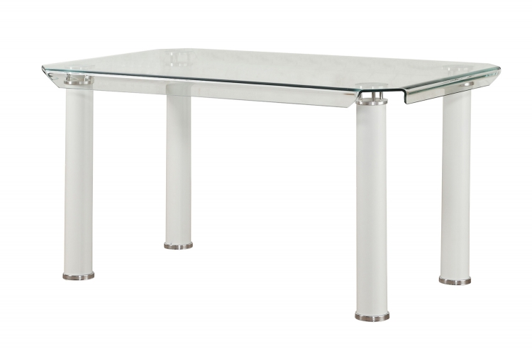 Gordie Dining Table - White/Clear Glass