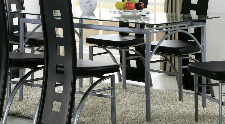 Kathie Dining Table - Silver/Clear Glass