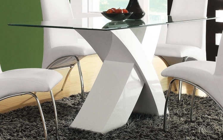 Pervis Dining Table - White/Clear Glass