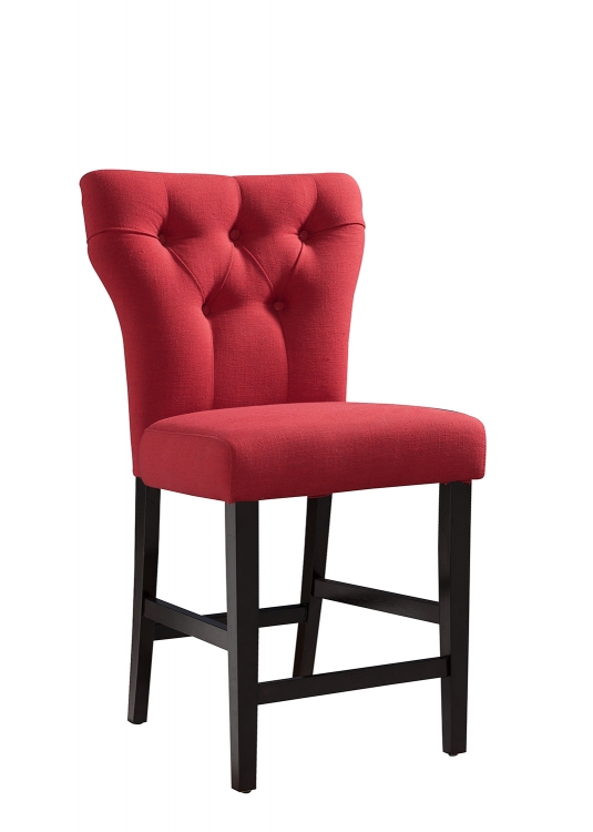 Effie Counter Height Chair - Red Linen/Walnut