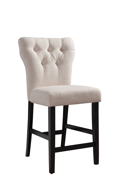 Effie Counter Height Chair - Beige Linen/Walnut