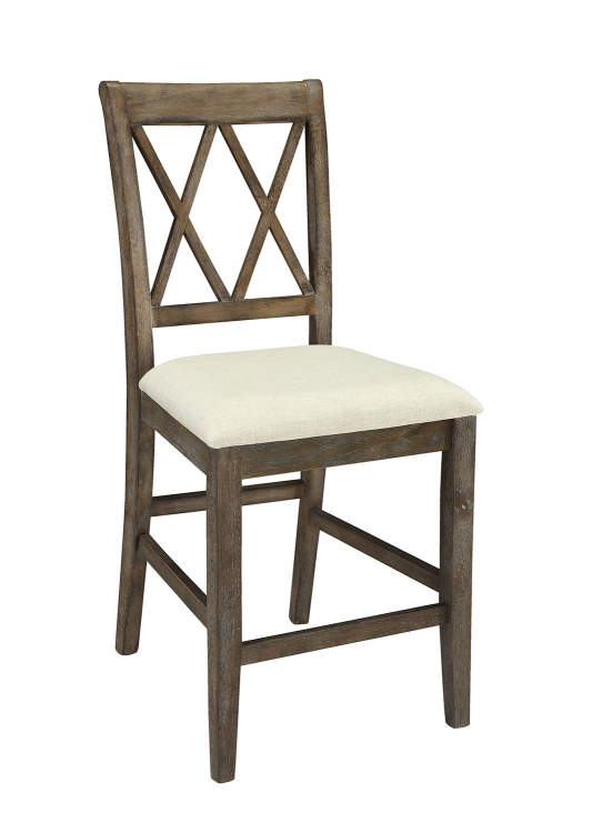 Claudia Counter Height Chair - Beige Linen/Salvage Brown