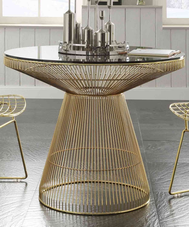 Rasia (Rianne) Dining Table - Gold/Clear Glass