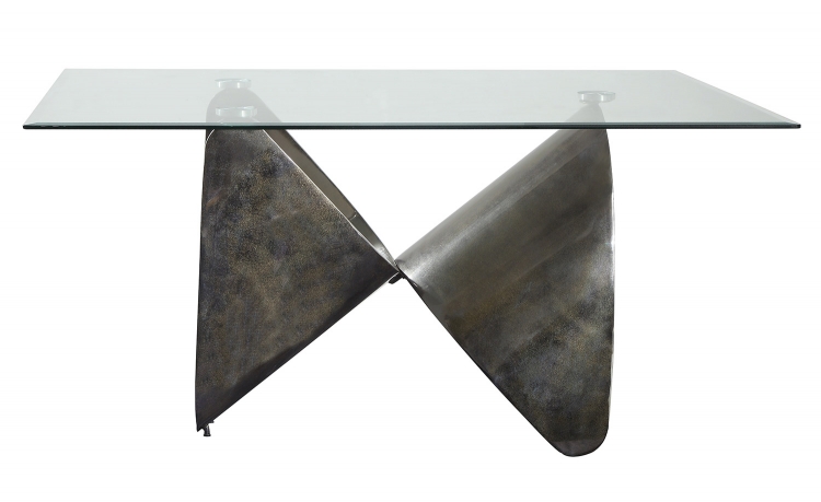Widforss Dining Table - Antique Silver/Clear Glass
