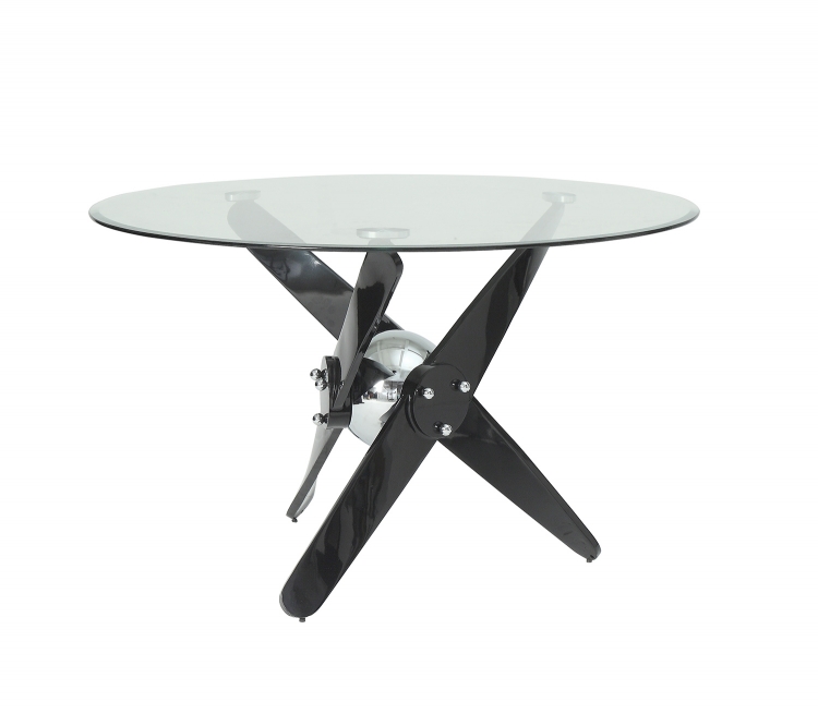 Hagelin Dining Table - Black/Chrome/Clear Glass