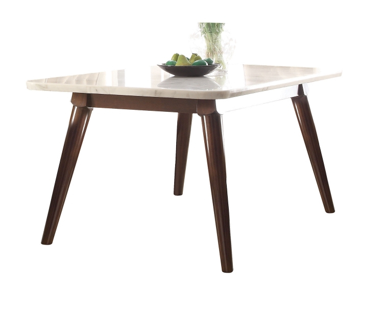 Gasha Dining Table - White Marble/Walnut