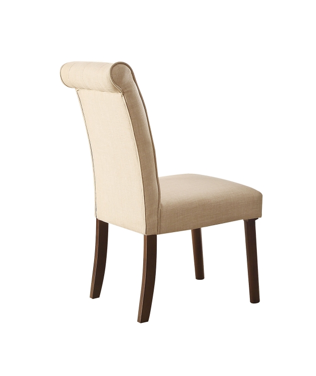 Gasha Side Chair - Beige Linen/Walnut