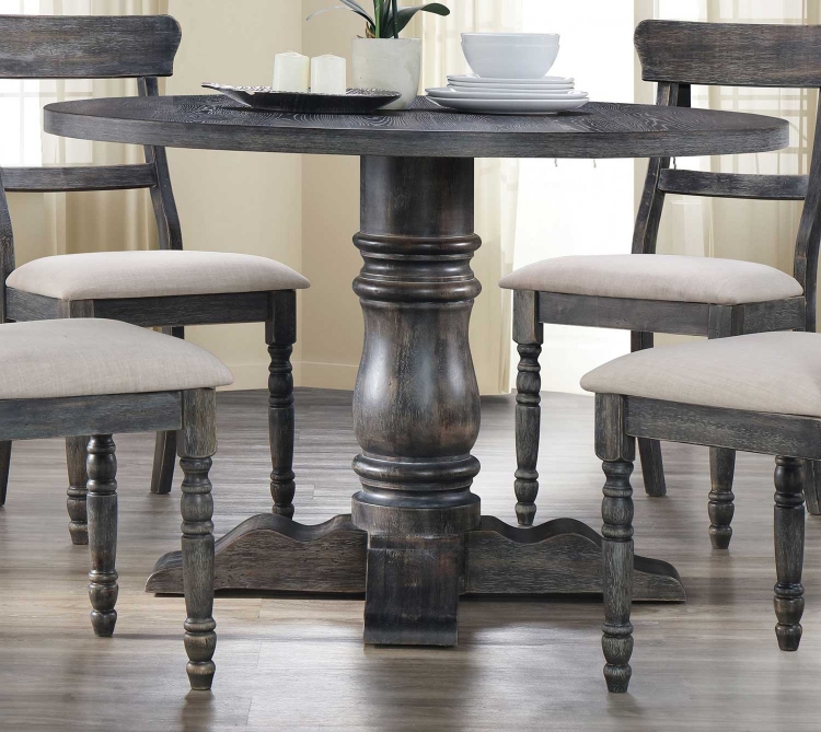 Leventis Dining Table with Pedestal - Weathered Gray