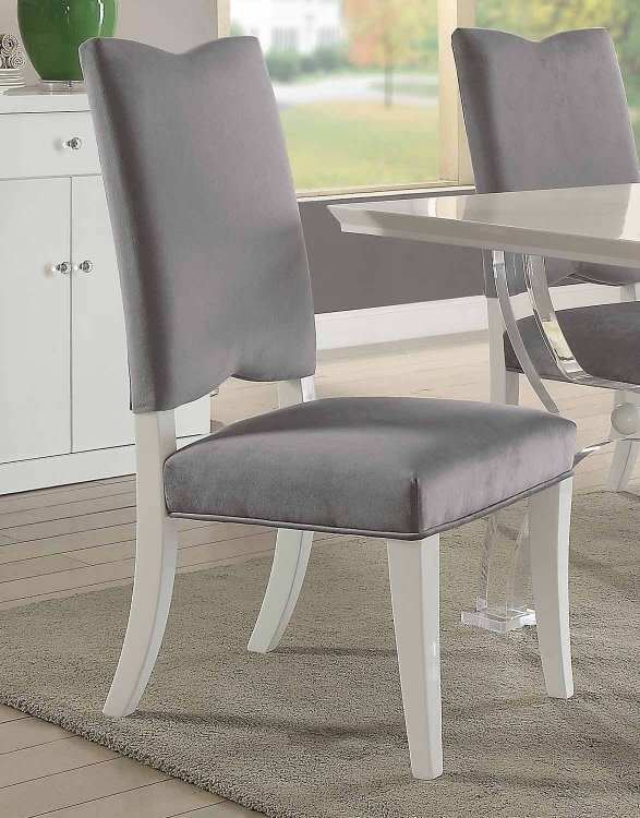 Martinus Side Chair - Gray Fabric/White