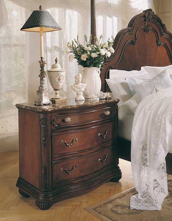 Jessica McClintock Home Romance Night Stand with Marble Veneer