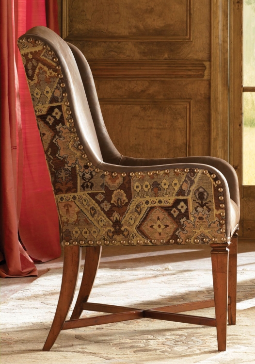 European Traditions Leather and Fabric Arm Chair