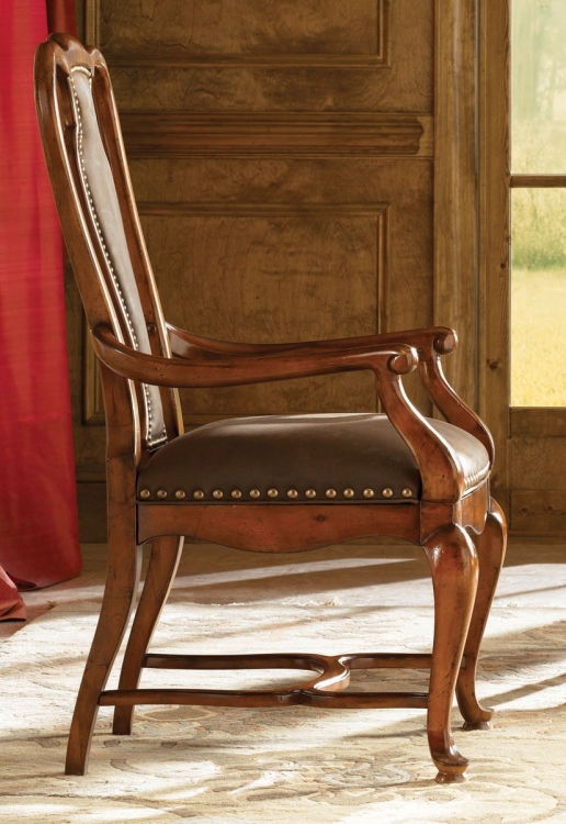 European Traditions Leather Splat Arm Chair