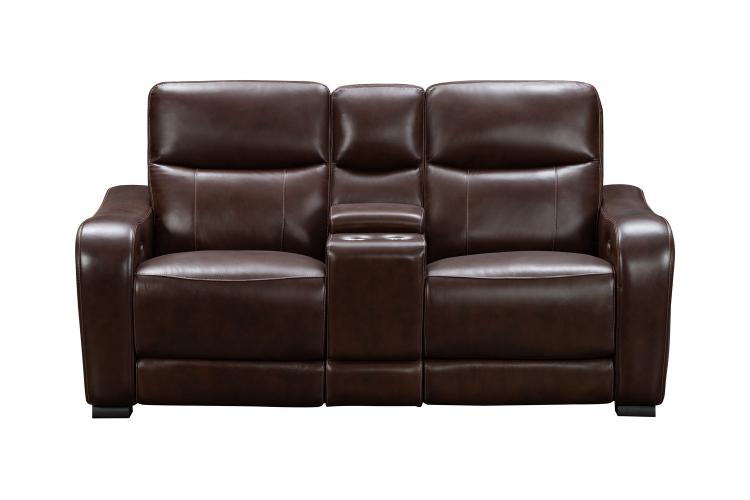 Electra Power Reclining Console Loveseat with Power Head Rests and Power Lumbar - Castleton Rustic Brown/Leather Match