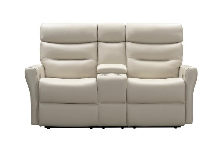 Enzo Power Reclining Console Loveseat with Power Head Rests and Power Lumbar - Laurel Cream/Leather Match