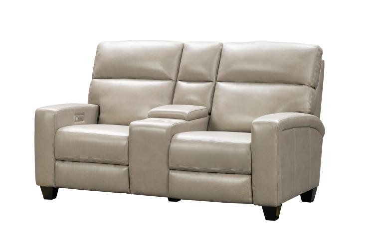 Macello Power Reclining Console Loveseat with Power Head Rests and Power Lumbar - Sergi Gray Beige/Leather Match