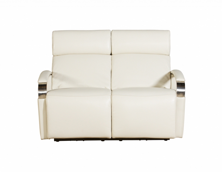 Cosmo Power Reclining Loveseat with Power Head Rests - Cashmere White/Leather Match