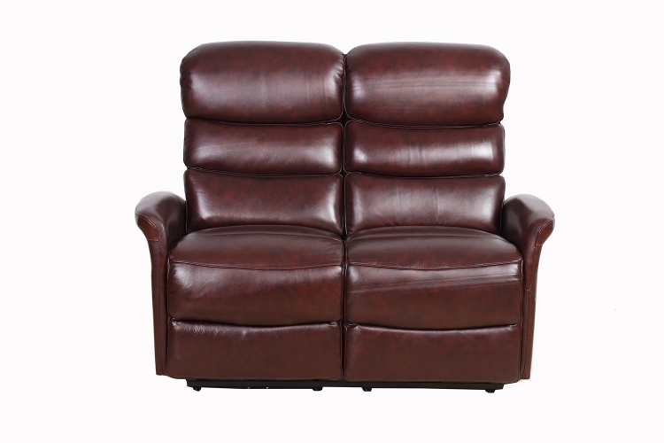 Kelso Power Reclining Loveseat with Power Head Rests - Ryegate Burgundy/Leather Match