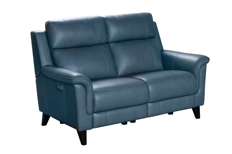 Kester Power Reclining Loveseat with Power Head Rests - Masen Bluegray/Leather match