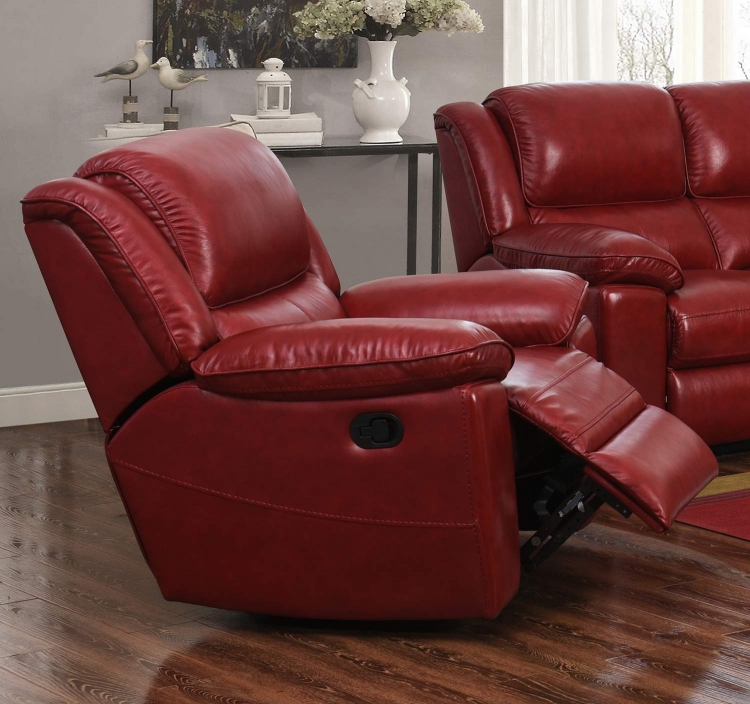 Laguna Swivel Glider Recliner Chair - Contact Red/Leather Match