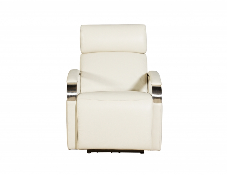 Cosmo Power Recliner Chair with Power Head Rest - Cashmere White/Leather Match