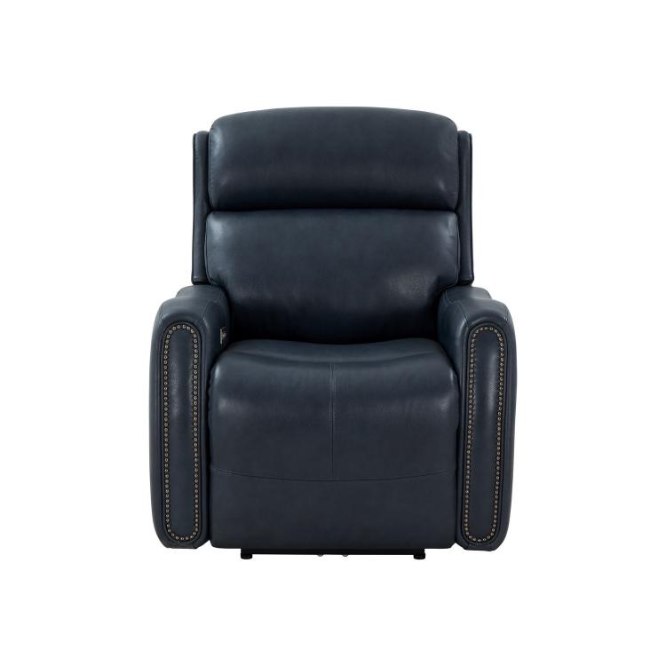 Brookside Power Recliner Chair with Power Head Rest and Power Lumbar - Barone Navy Blue/All Leather