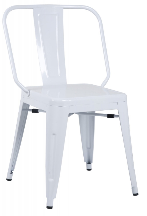 8023 Galvanized Steel Side Chair - White