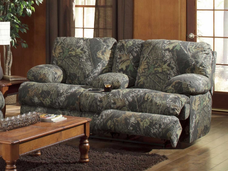 Wintergreen Reclining Console Loveseat with Storage and Cupholders - Mossy Oak New Breakup