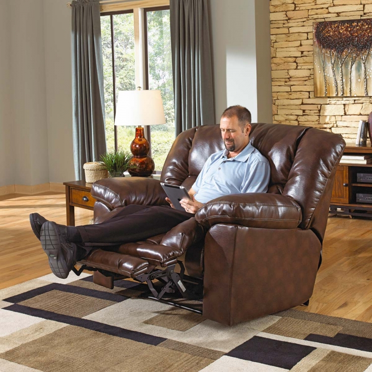 Foster Bonded Leather Lay Flat Recliner with X-tra Comfort Footrest - Havana