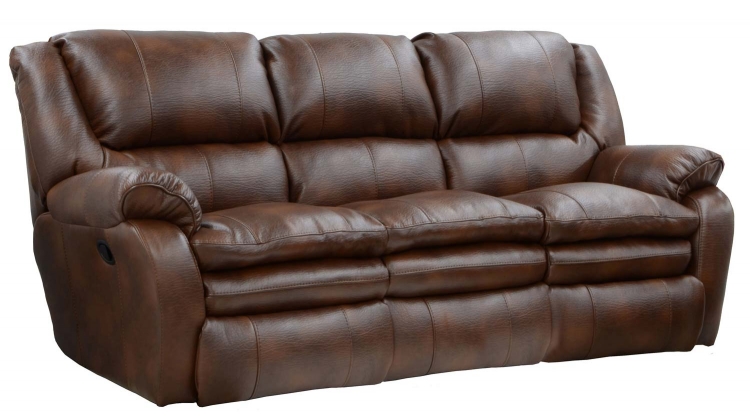 Russell Bonded Leather Lay Flat Reclining Sofa - Tobacco