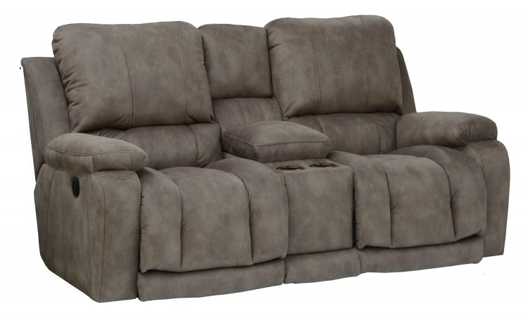 Cosmopolitan Power Lay Flat Reclining Console Loveseat with Storage and Cupholders and X-tra Comfort Footrest - Pecan