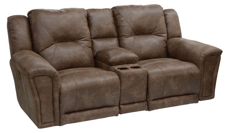 Collin Lay Flat Reclining Console Loveseat with Storage, Cupholders, and X-tra Comfort Footrest - Silt