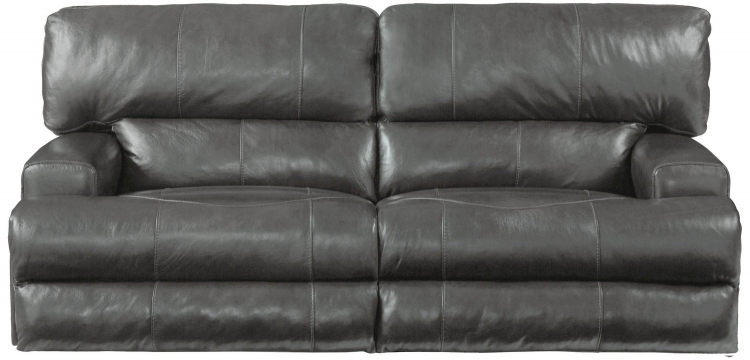 Wembley Top Grain Italian Leather Leather Lay Flat Reclining Sofa - Steel